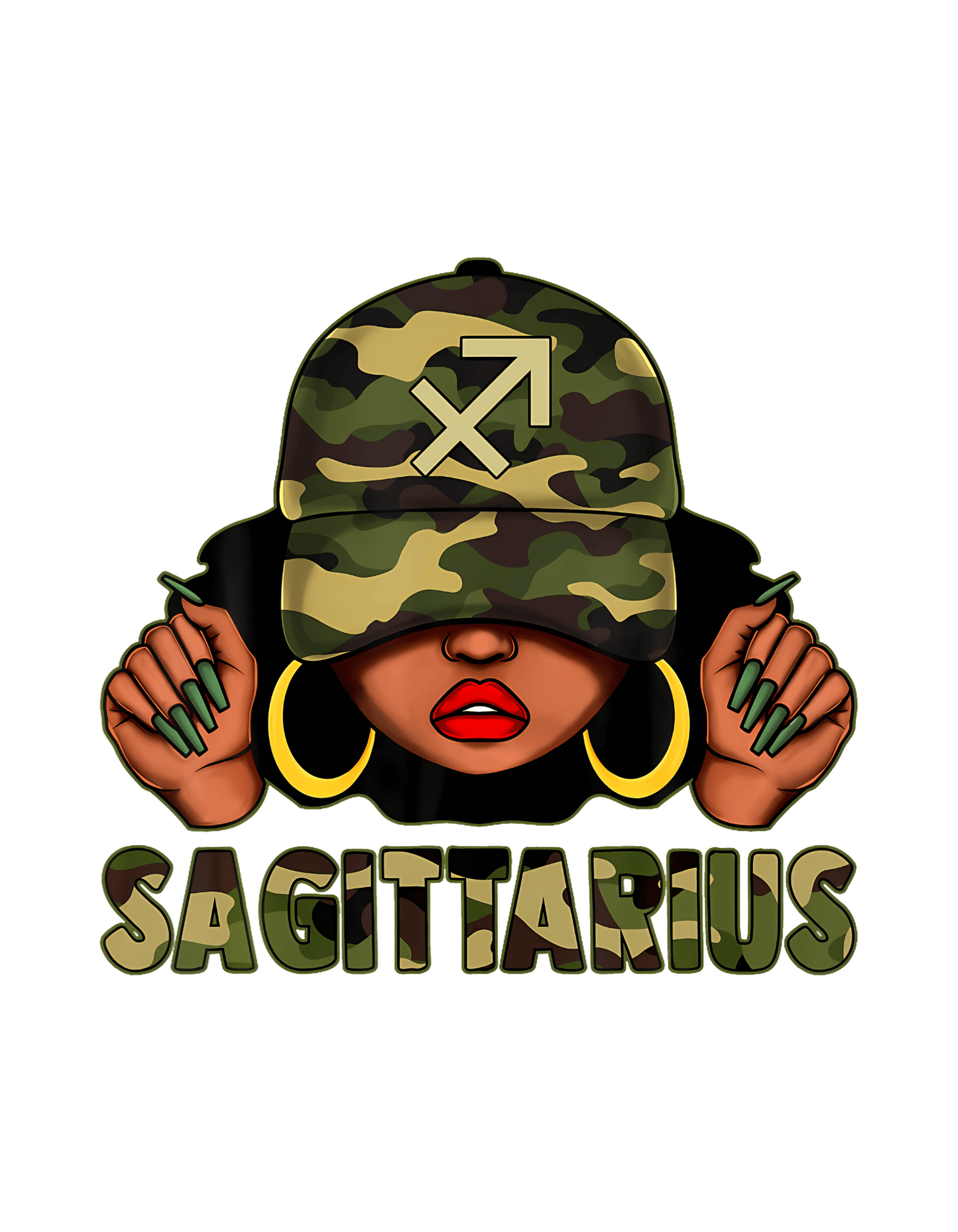 Camo Girl Zodiac Crewneck Tee in Black