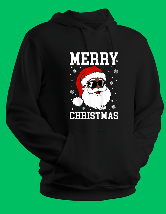 Black Santa - Merry Christmas Hoodie