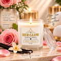HER GLOW – Rose + Vanilla Scented Candle