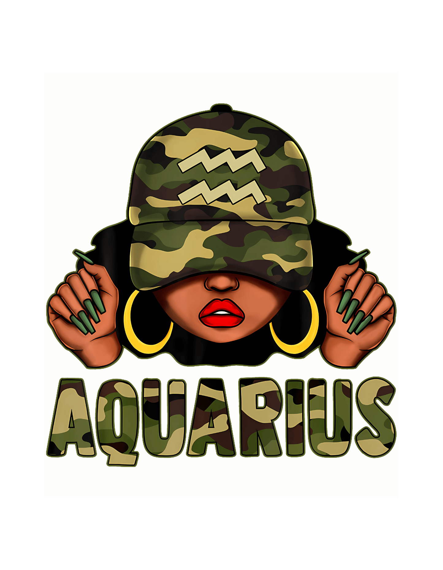 Camo Girl Zodiac Crewneck Tee in Black