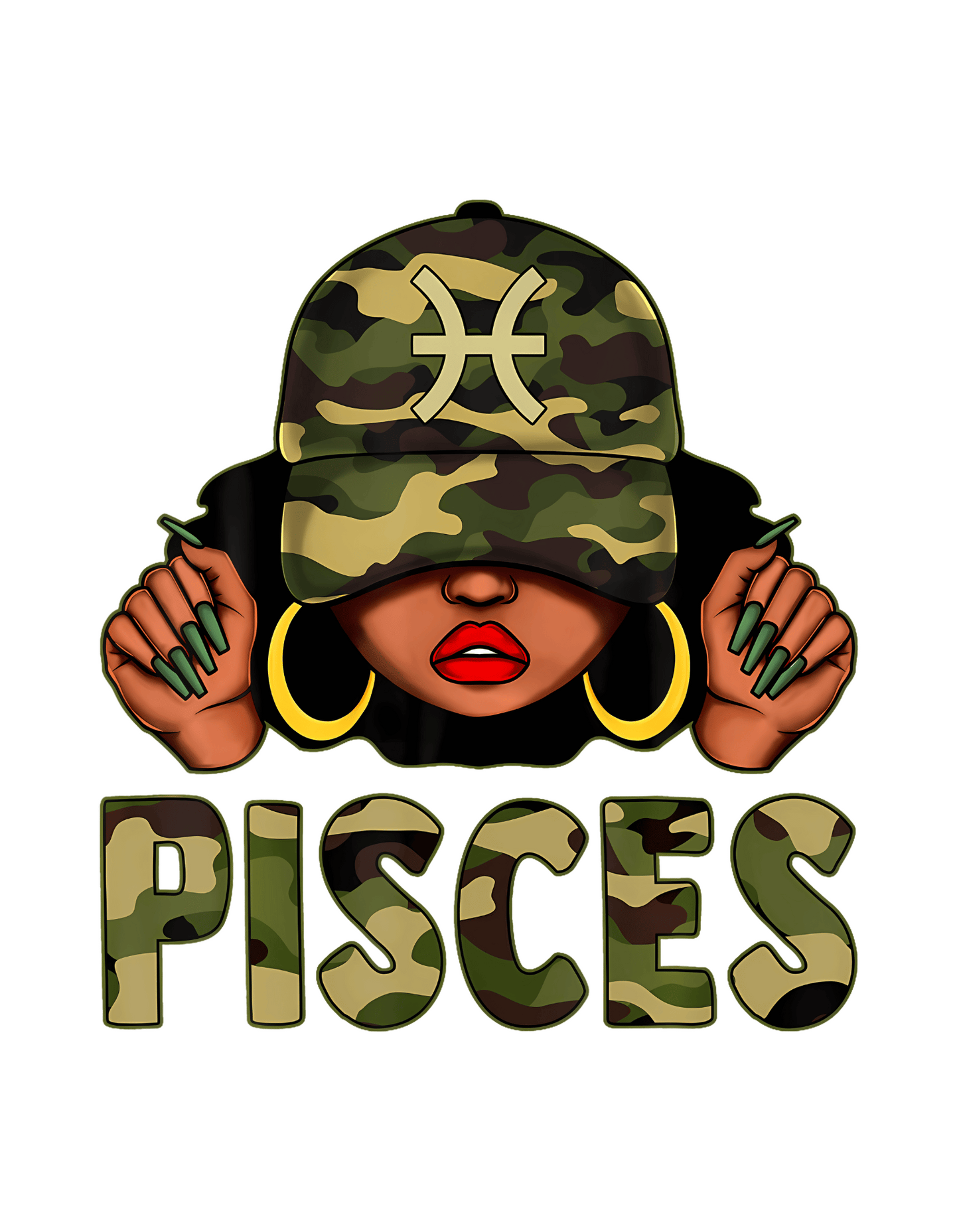 Camo Girl Zodiac Crewneck Tee in Black