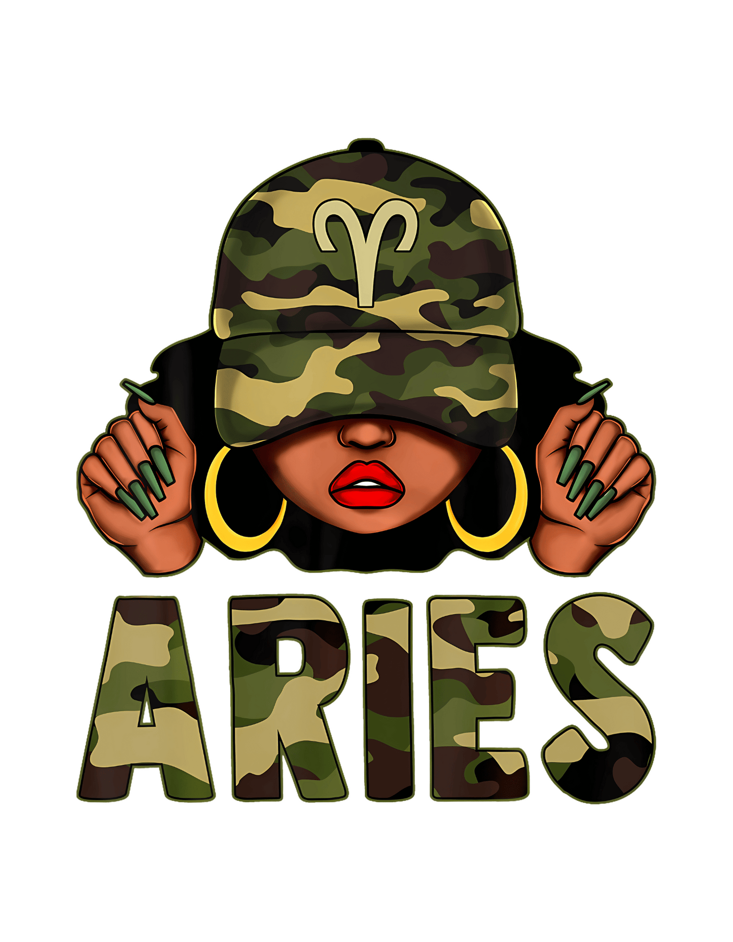 Camo Girl Zodiac Crewneck Tee in Black