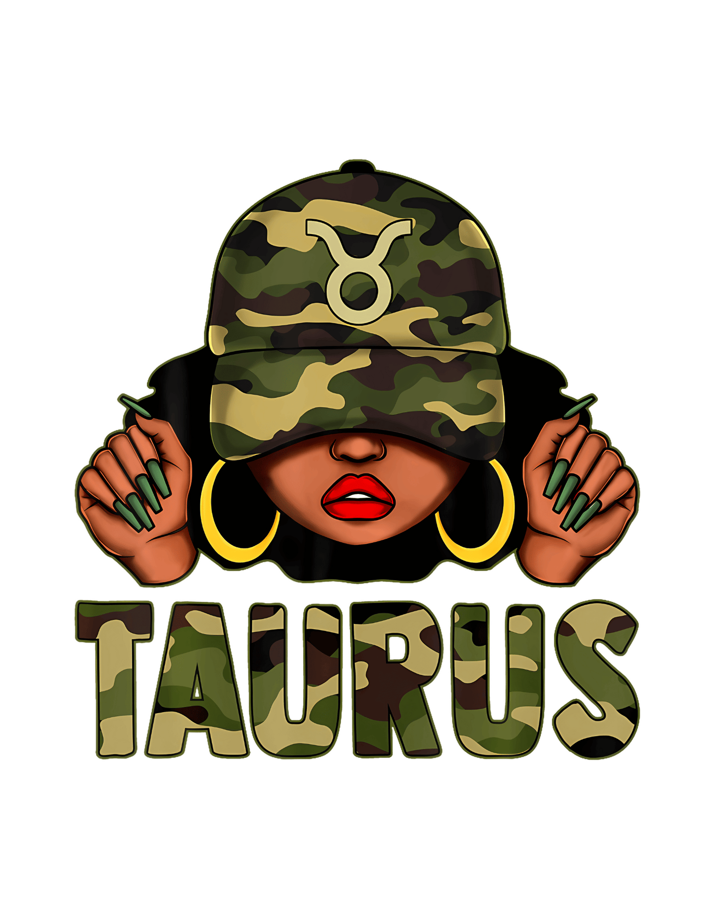 Camo Girl Zodiac Crewneck Tee in Black