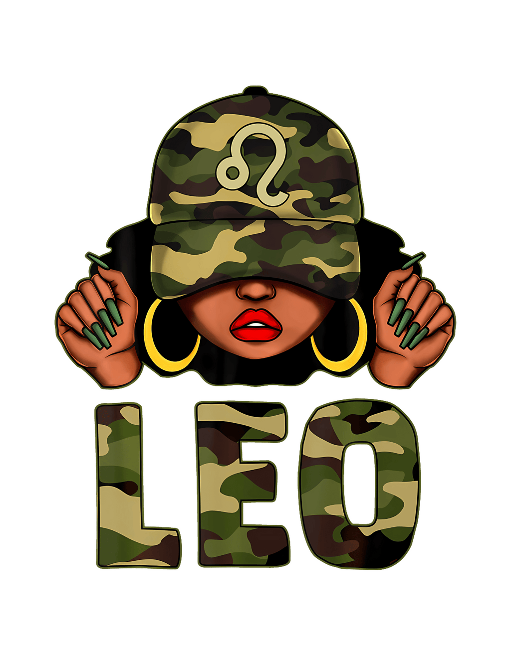 Camo Girl Zodiac Crewneck Tee in Black
