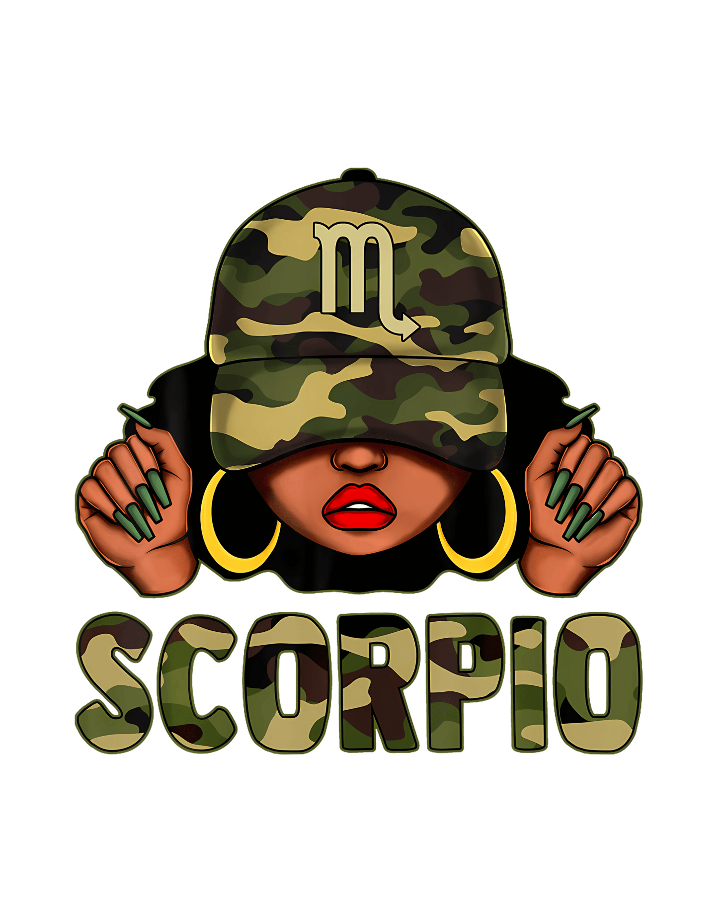 Camo Girl Zodiac Crewneck Tee in Black