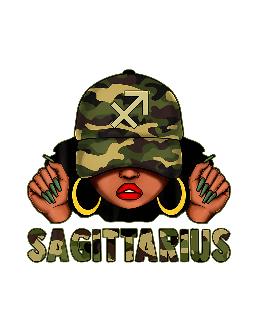Camo Girl Zodiac Crewneck Tee in Black