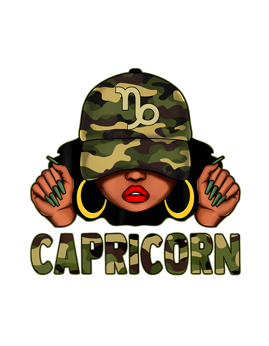 Camo Girl Zodiac Crewneck Tee in Black